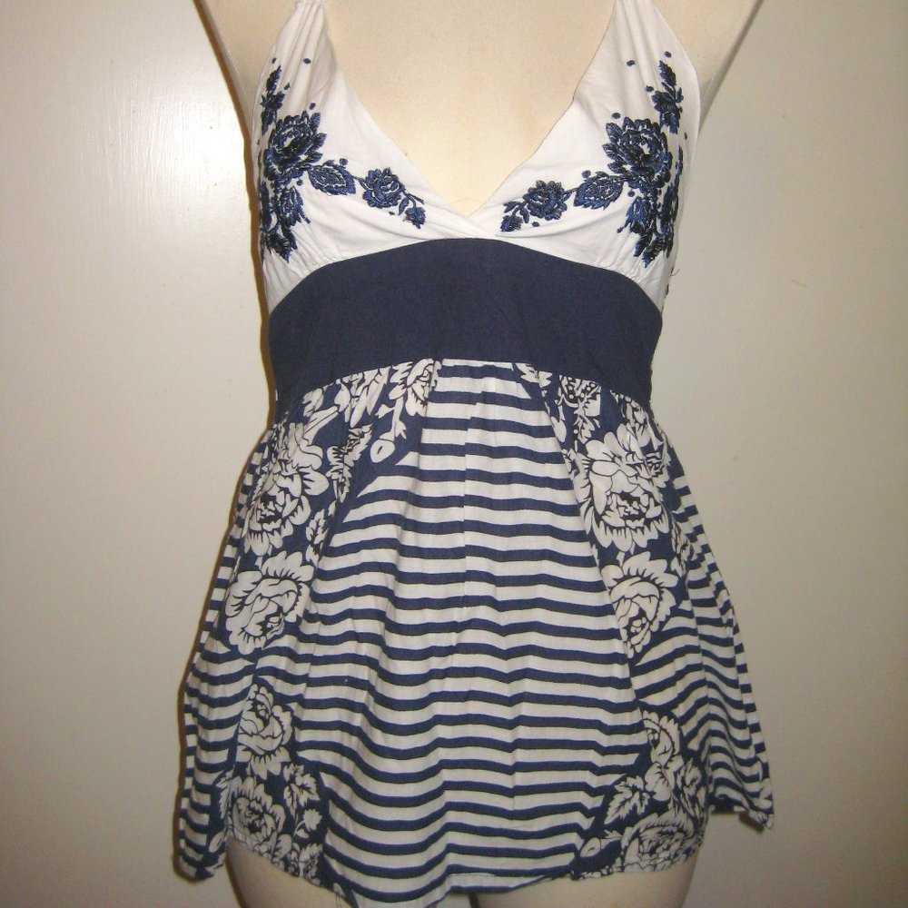 Stripe & Floral Halter Top